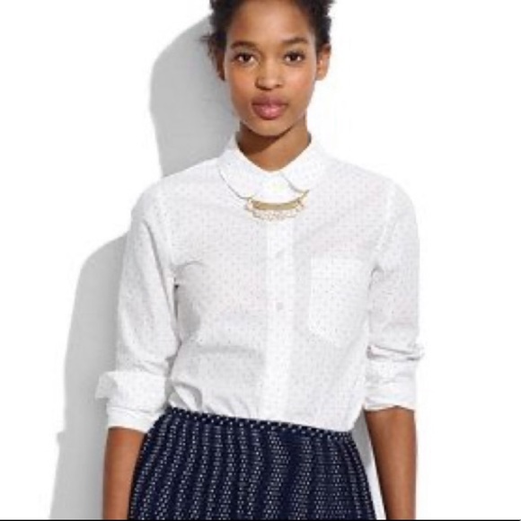 Madewell Tops - Madewell Pindot Collar Boyshirt Button Front Top